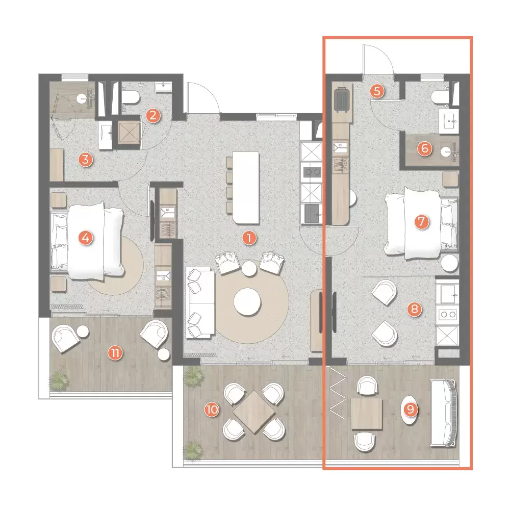 3-Bedroom Apartment type A2 + Studio type A2